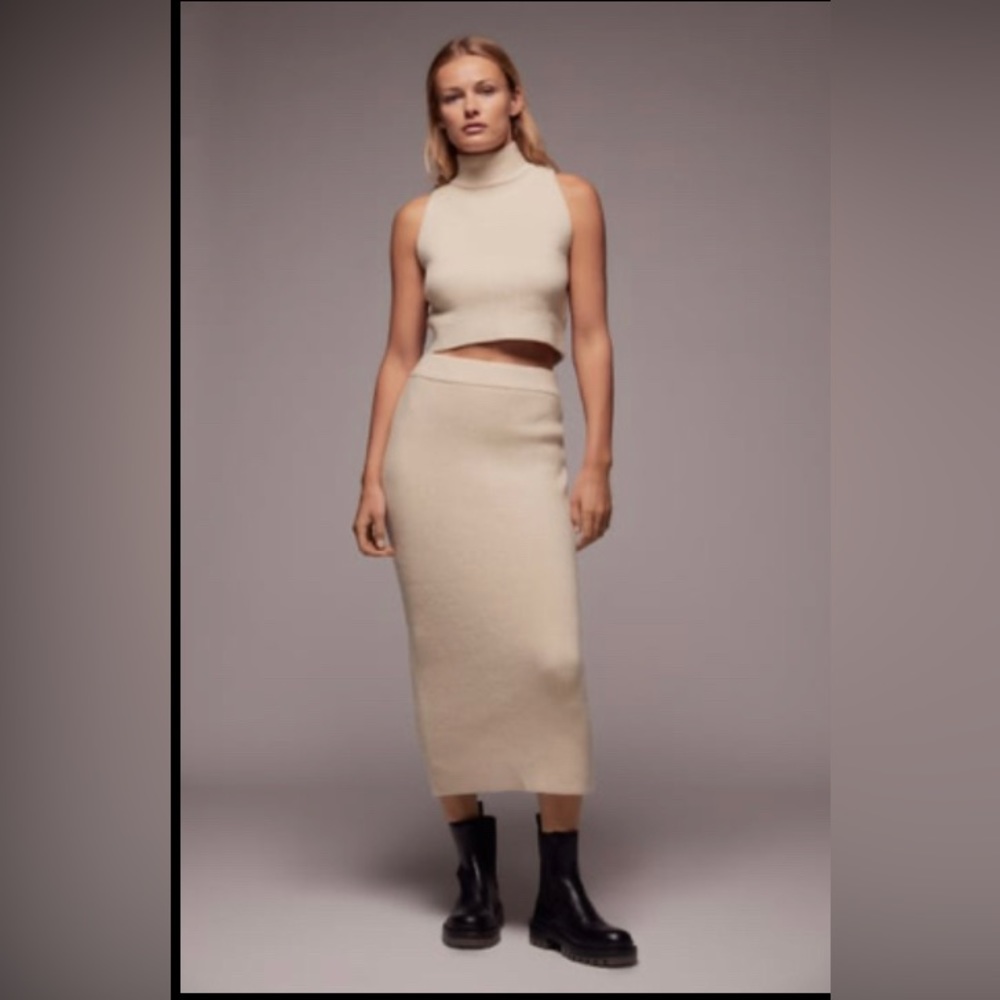 Zara Cropped Knit Tank Medium